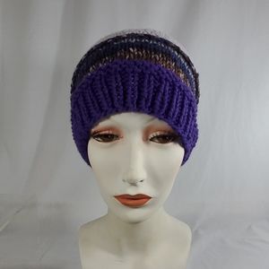 Purple mix Hand knit slouch beanie